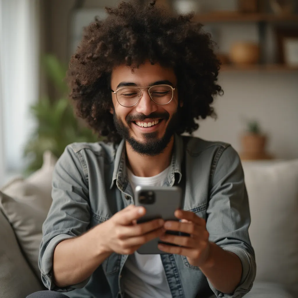 happy customer phone unboxing